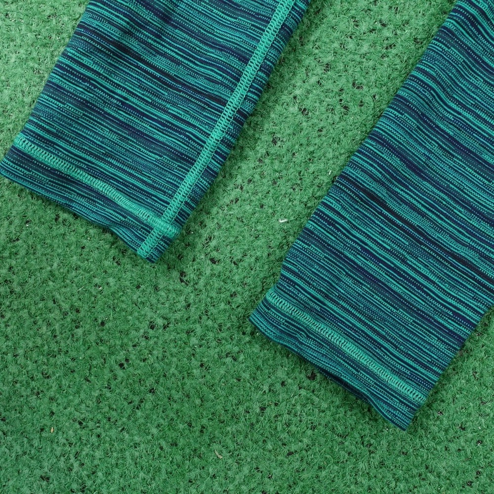 Lululemon Athletica Leggings Girls Size 2 Green Striped Knit Ankle Yoga Running‎ - Picture 3 of 7